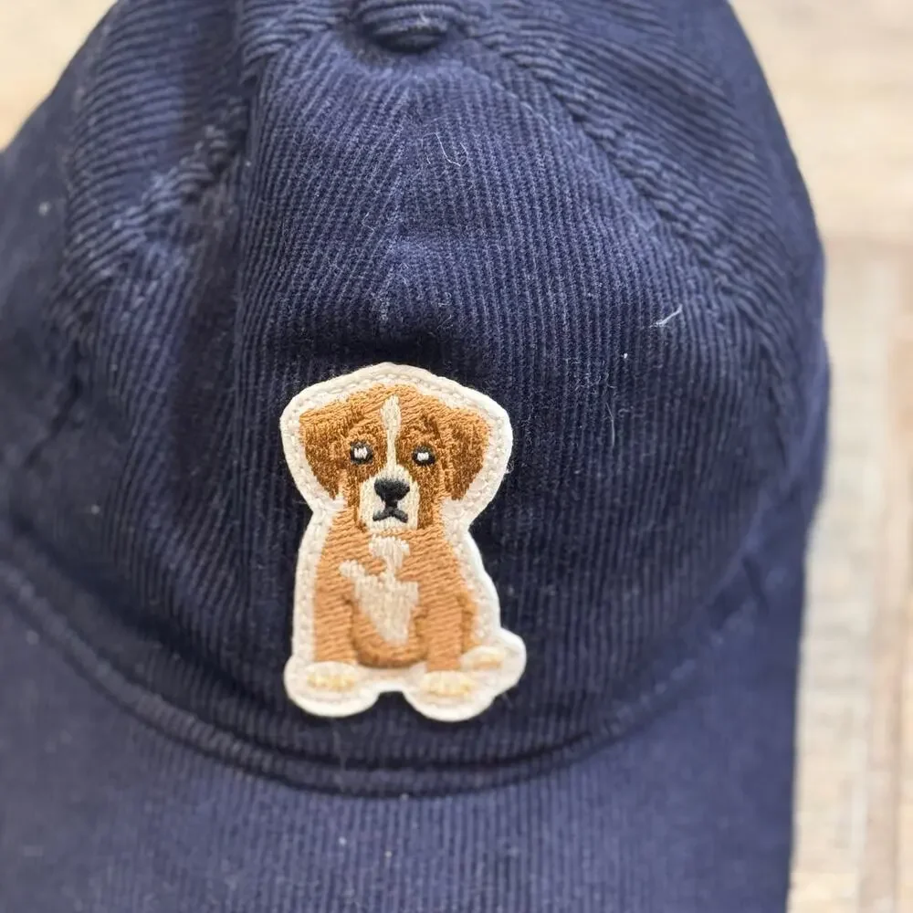 Janie and Jack Navy Blue Dog Corduroy Baseball Hat 12 to 24 Months